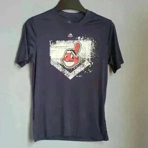 Majestic Cleveland Indians Baseball Original Logo T-Shirt Graphic Tee Sz XS/S